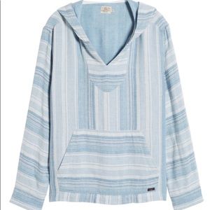 Double cloth Baja Poncho - Light Indigo Serape